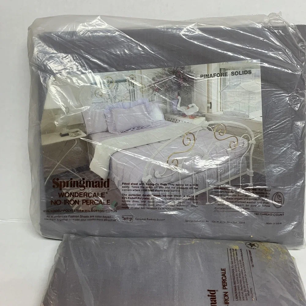 Vintage Springmaid Percale Full Flat Sheet & Pillowcases Lavendar Purple NOS NEW